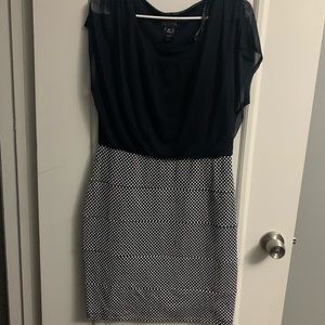 Navy Blue and White Bodycon Dress
